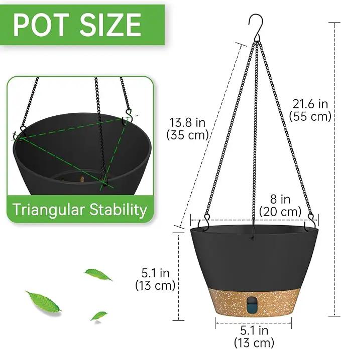 ZMTECH Hanging Planters for Indoor Plants Set of 2 Self Watering Hanging Pots Hanging Baskets Hanging Flower Pots for Outdoor Hanging Plants(8 Inch, Gray) by GreenHaven Gardens