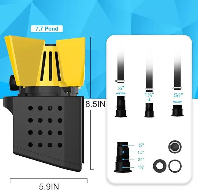 3200GPH Sump Pump - 100W Submersible Water Pump with Barrier Bag, Ultra Quiet Aquarium Pump with 33FT Power Cord for Pond, Waterfall, Fish Tank, Statuary, Hydroponic, Yellow by GreenHaven Gardens