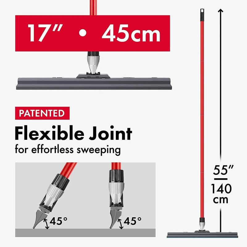 Heavy Duty Floor Squeegee for Concrete and Tile Floor - Silicone Squeegee Broom Floor Scrubber - Large Single Cast Rubber Blade Aluminum Long Handle 360° Swivel Joint - Garage Shower Window Cleaning by GreenHaven Gardens