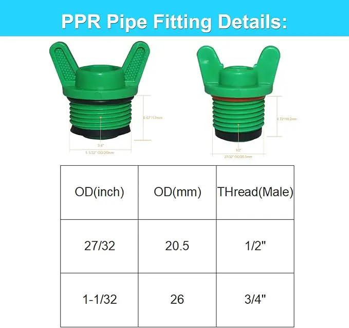 10 Pieces PT Male Thread PPR Pipe Plug Garden Irrigation Tubing Stopper Drain Plugs Caps for Garden Lawn Irrigation Watering Equipment (3/4 inch) by GreenHaven Gardens