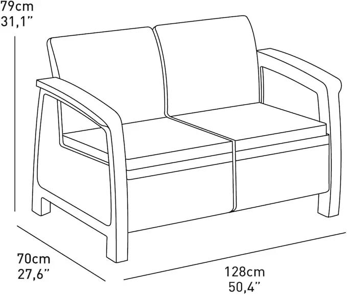 Keter Corfu 4 Piece Set All Weather Outdoor Patio Garden Furniture with Cushions, Charcoal by GreenHaven Gardens