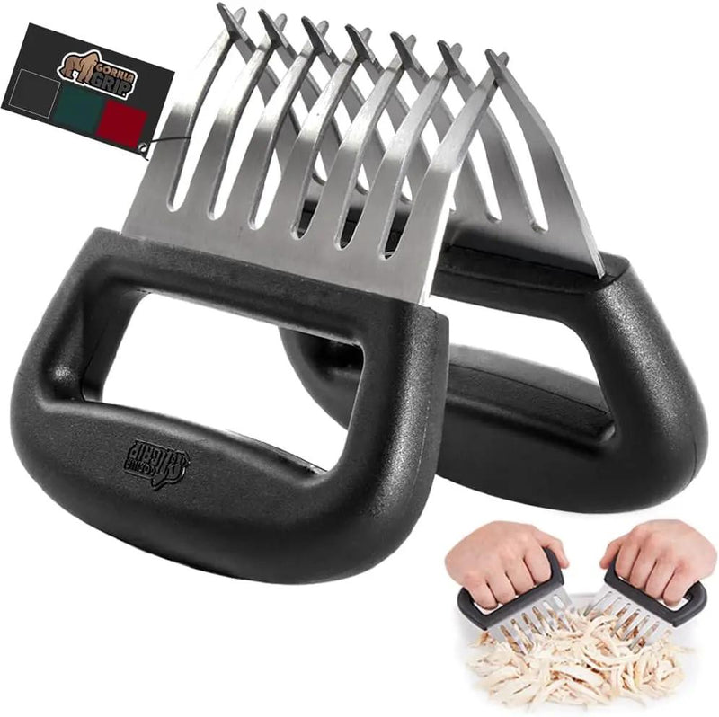 GORILLA GRIP BPA-Free Chicken Shredder Meat Claws, Sharp Stainless Steel Food Shredding Fork, Comfortable Handle, Easily Shred Pulled Pork, Taco Meats, Kitchen Smoker BBQ Tool, Dishwasher Safe, Black by GreenHaven Gardens