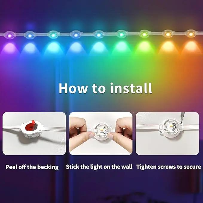 100ft Permanent Outdoor Light,RGB Eaves Lights with App Control Remote,DIY IP67 Waterproof Under Eave Lighting,Outside led Lights for Christmas,Garden,House Decorations by GreenHaven Gardens