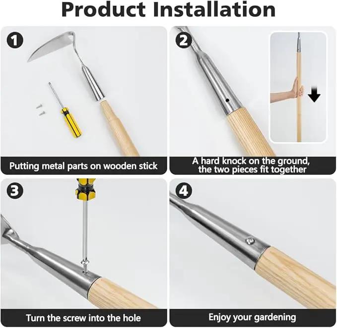Berry&Bird Japanese Weeding Sickle, Versatile Long Handle Weeding Tool Garden Hoe for Effective Weeding, Cultivating, Soil Loosening & Digging by GreenHaven Gardens