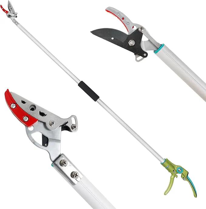 GARTOL Cut & Hold Pole Pruner, 4.2 FT Lightweight Fruit Picker with 180° Rotating Handle, SK5 Steel Blade Cuts up to 1/2 Inch, Long Reach Garden Tree Trimmer & Branch Cutter for Shrubs, Bushes by GreenHaven Gardens