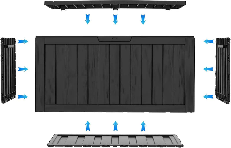 75 Gallon Waterproof Large Resin Deck Box Indoor/Outdoor Lockable Storage Container and Seating for Garden, Pool, and Patio (75 Gallon, Black) by GreenHaven Gardens