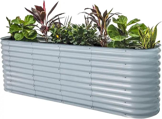 Vego garden 32" Extra Tall Raised Garden Bed Kits, 9 in 1 Modular Raised Planter Box for Vegetables Flowers Fruits Oval Metal Raised Garden Bed, Sky Blue by GreenHaven Gardens