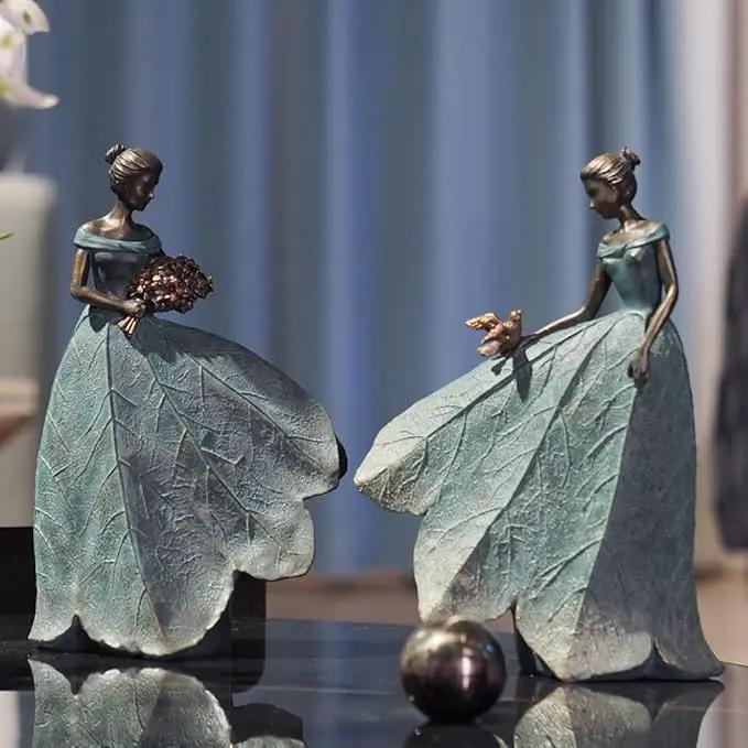 Guichifun Fairy Statue Collection Home Decoration - Leaf Angel Girls Resin Gardening Gifts for Women Statues for Garden Fairy Indoor or Outdoor Yard Figurines 5.5 x 3.25 x 8 Inch by GreenHaven Gardens