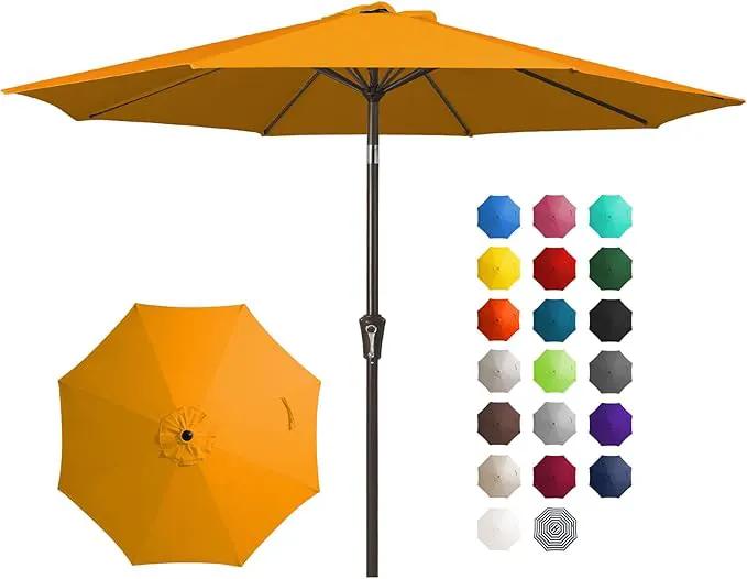 JEAREY 10FT Outdoor Patio Umbrella Outdoor Table Umbrella with Push Button Tilt and Crank, Market Umbrella 8 Sturdy Ribs UV Protection Waterproof for Pool, Garden (Light Orange) by GreenHaven Gardens