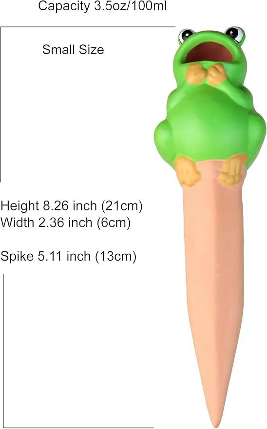 Terracotta Plant Self Watering Spikes - Set of 3 Terracotta Self Watering Bulbs, Self Watering Stakes, Self Watering Globes for Pot Plants (Frogs Painted, Small) by GreenHaven Gardens