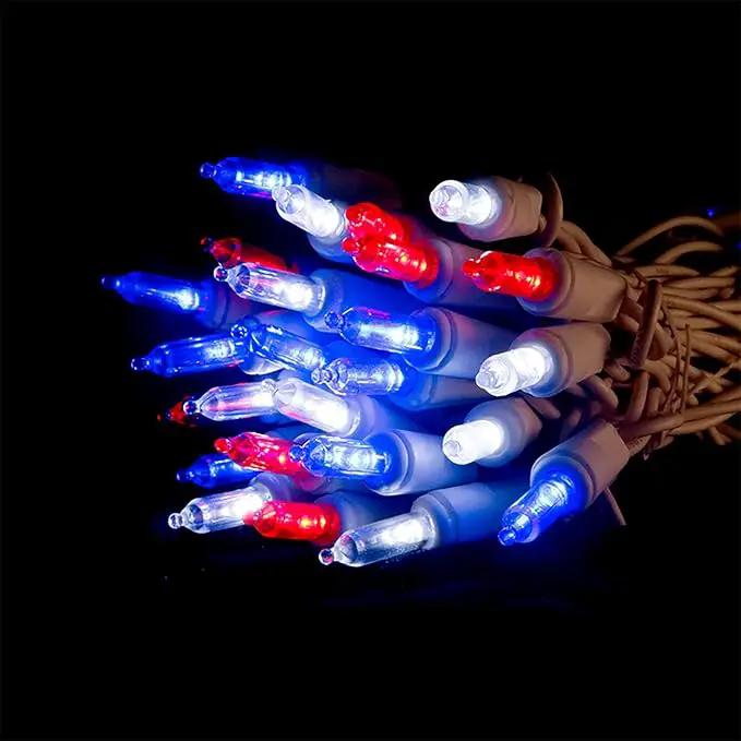 Red White and Blue LED Christmas Lights - 35 Count 4th of July String Lights for Small Tree, Crafts, Independence Day Patriotic Decorations, 11 Feet White Wire, UL Certified, Connectable by GreenHaven Gardens