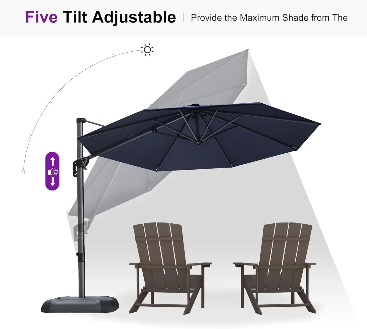 PURPLE LEAF 10 Feet Patio Umbrella Outdoor Cantilever Round Umbrella Aluminum Offset Umbrella with 360-degree Rotation for Garden Deck Pool Patio, Navy Blue by GreenHaven Gardens