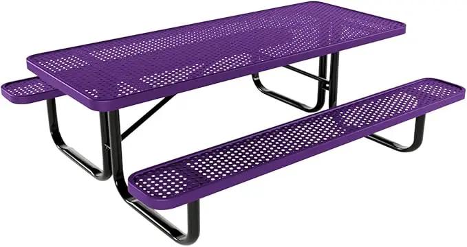 Coated Outdoor Furniture Heavy-Duty Portable Outdoor Kids Table, Punched Steel Kids Picnic Table, Commercial-Grade Picnic Table, Made in America (6ft Rectangular, Childrens, Textured Purple) by GreenHaven Gardens