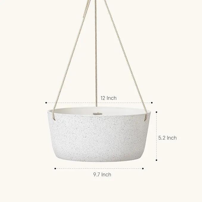 La Jolie Maison Large Hanging Planters - 12 Inch Outdoor Flower Pots, Hanging White Planters Set of 2 by GreenHaven Gardens
