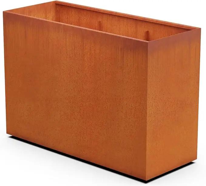 Corten Steel Planter Rectangle Outdoor Metal Garden Box Heavy Duty | Made in USA | Fully Assembled by GreenHaven Gardens