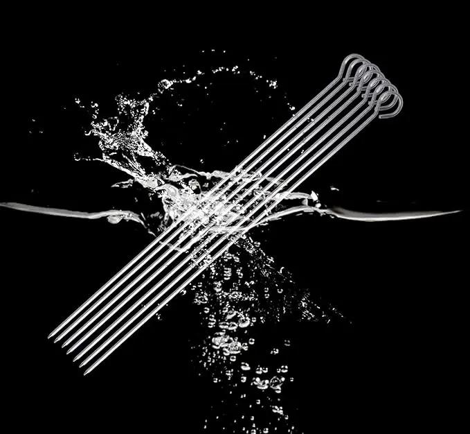 10 inch Barbecue Skewers, HONSHEN Metal BBQ Sticks,12Pack Stainless Steel Square Skewer,Kebob,kabob Sets for Grill Outings Cooking (BBQ Skewers Square 10inch-12p) by GreenHaven Gardens