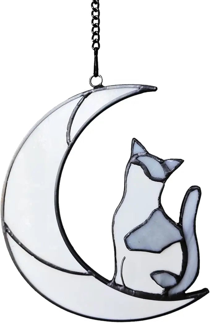 Gray and White Cat Memorial Gifts Loss of Cat British Shorthair Stained Glass Cat Suncatcher Cat Died Sympathy Gifts for Cat Lovers Cat Loss Sympathy Gift by GreenHaven Gardens
