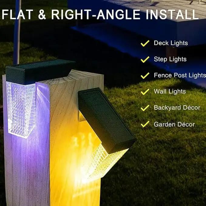 [4-pack] Outdoor solar lights, waterproof induction stair step lights, IP65 waterproof, automatically light up at dark, suitable for stairs, garden fences, flower bed decorations and terraces by GreenHaven Gardens