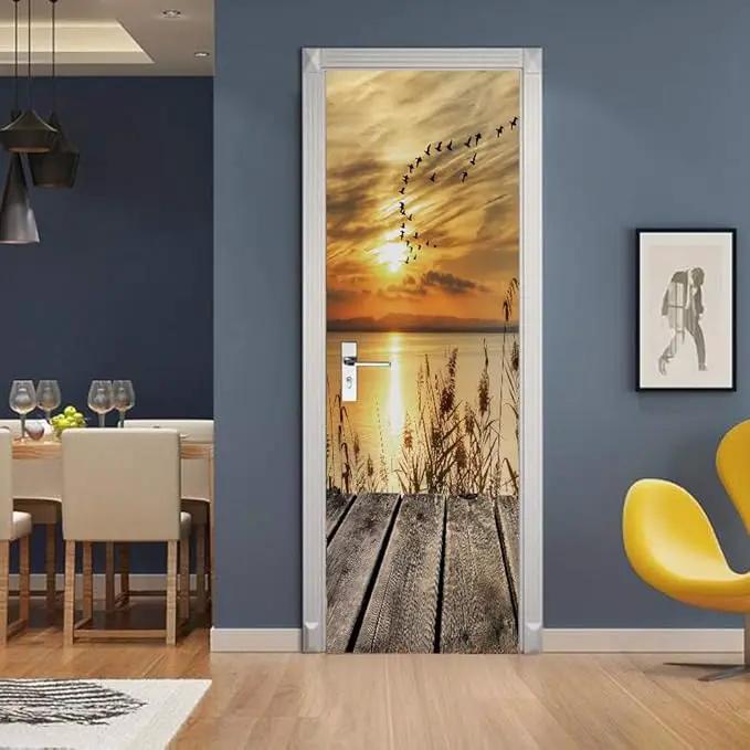 3D Door Stickers Murals - Peel and Stick - PIER - Wallpaper Self-Adhesive Decals - Removable PVC Waterproof Door Poster - Bedroom, Living Room - 37.4" x 82.7" by GreenHaven Gardens