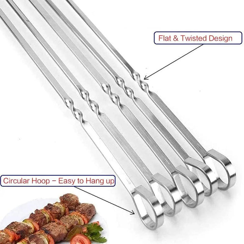 Metal Skewer for Grilling,Kabob Skewer,Flat BBQ Barbecue Skewer,Grilling Skewers Set,Reusable BBQ (12" skewer(16 pack))