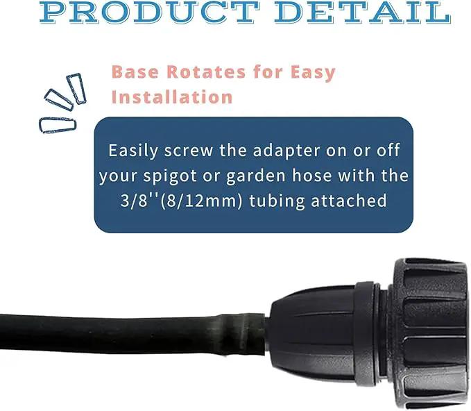 8pcs Garden Hose Adapter, 3/4'' Faucet Convert to 3/8'' Drip Irrigation Tubing, Drip Irrigation Hose Connectors for Outdoor Watering, Fittings with 8pcs Rubber Washers (1 Barb) by GreenHaven Gardens