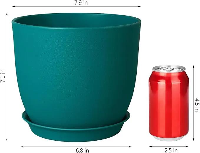 Plant Pots 8 Inch Set of 4, Flower Pots with Multi Mesh Drainage Holes, Planters for Indoor Outdoor Garden Plants and Flowers（Blue） by GreenHaven Gardens