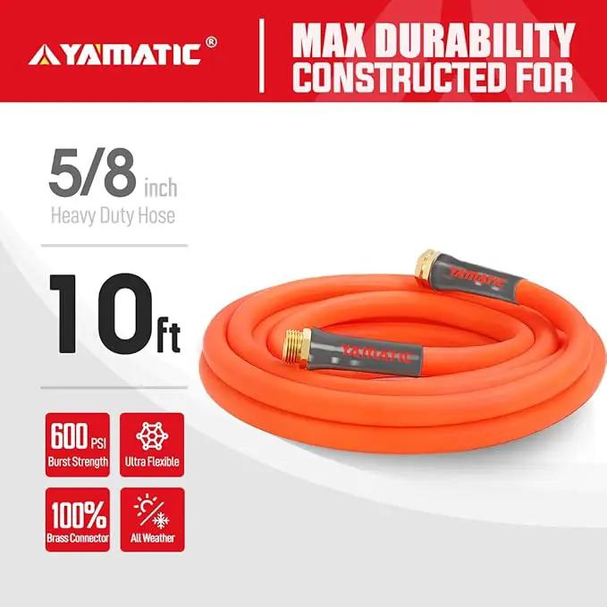 YAMATIC Female to Female Short Garden Hose 5/8 in x 10 ft, 2 in 1 Dual Use Heavy Duty Leader Hose with Solid Brass Connector, All-Weather Water Hose, Burst 600 PSI by GreenHaven Gardens