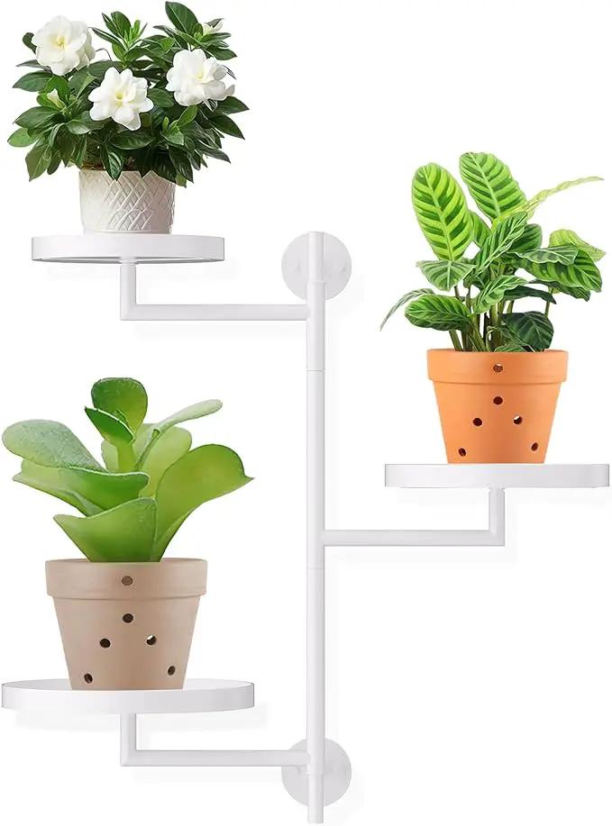 Rotating Window Plant Shelves, 3-Tier Metal Plant Shelf Indoor, White Plant Stand, Plant Rack for Wall Planters for Plants¡ê?Window Sill Gifts for Plant Lovers by GreenHaven Gardens