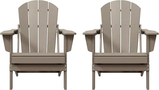 Westin Outdoors Laguna WO Home Furniture Adirondack Chair 2 PCS Set Outdoor Folding Patio Chair for Bon Fire Pit Garden Lawn Backyard Lounging Relaxing (Weathered Wood) by GreenHaven Gardens