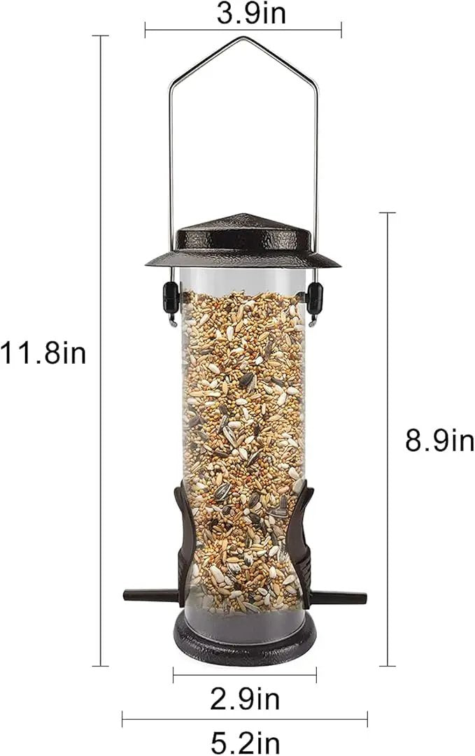 MIXXIDEA Wild Bird Feeders for Outdoors Hanging 2 Pack Stainless Steel Tube Bird Feeder, Water Resistant Finch Bird Feeder for Garden Backyard Decoration Attractive Metal Thistle Feeder (Coffee) by GreenHaven Gardens