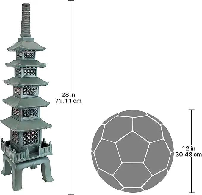 Design Toscano Nara Temple Pagoda Asian Decor Garden Statue, Large 28 Inch Tall, Cast Stone Resin, Verdigris Green Bronze Finish by GreenHaven Gardens