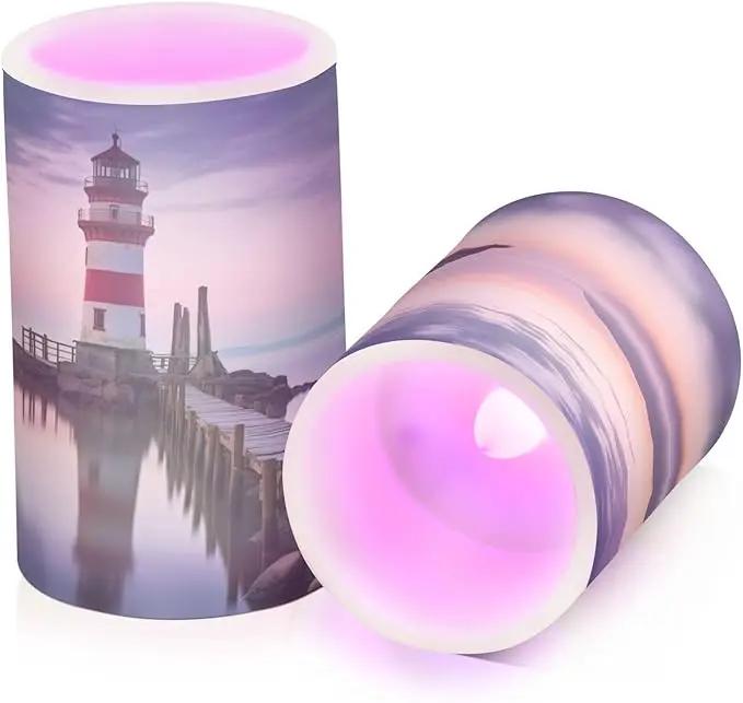 Lighthouse Flameless Candles with Remote Control and Timer, Adjustable Brightness Long Lasting Battery Operated LED Pillar Candles for Indoor Outdoor Party Home Decor, 2 Pack by GreenHaven Gardens