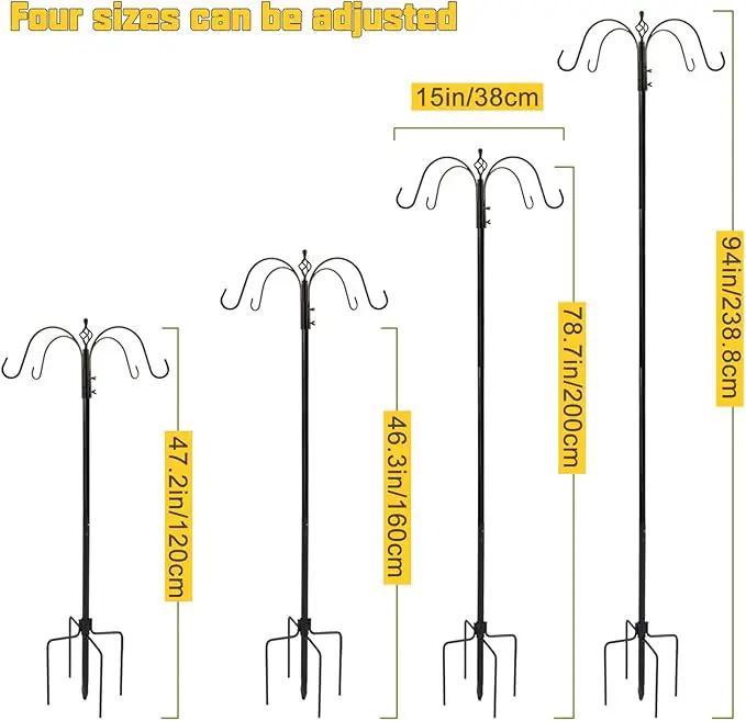 Bird Feeder Station with Suet Cage & Water Bowl Fruit Hook- Adjustable Pole, 6 Hanging Hooks for Wild Birds, Outdoor Garden Bird Feeding Kit by GreenHaven Gardens