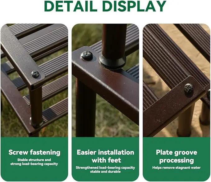 Metal Plant Stand, Rust-proof Aluminum Display Rack, Plants Display Stands Decoration Racks for Living Room Garden Balcony Patio (Ebony, 31.5Inch Tall Leg) by GreenHaven Gardens