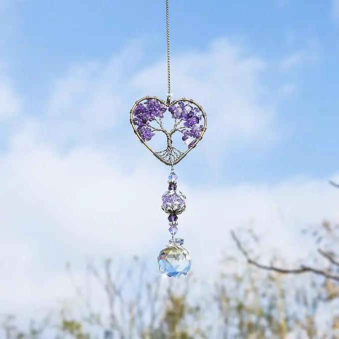 H&D HYALINE & DORA Sun Catcher Crystal Tree of Life Rainbow Maker Drops Hang for Window, Home Decor, Car Charms by GreenHaven Gardens