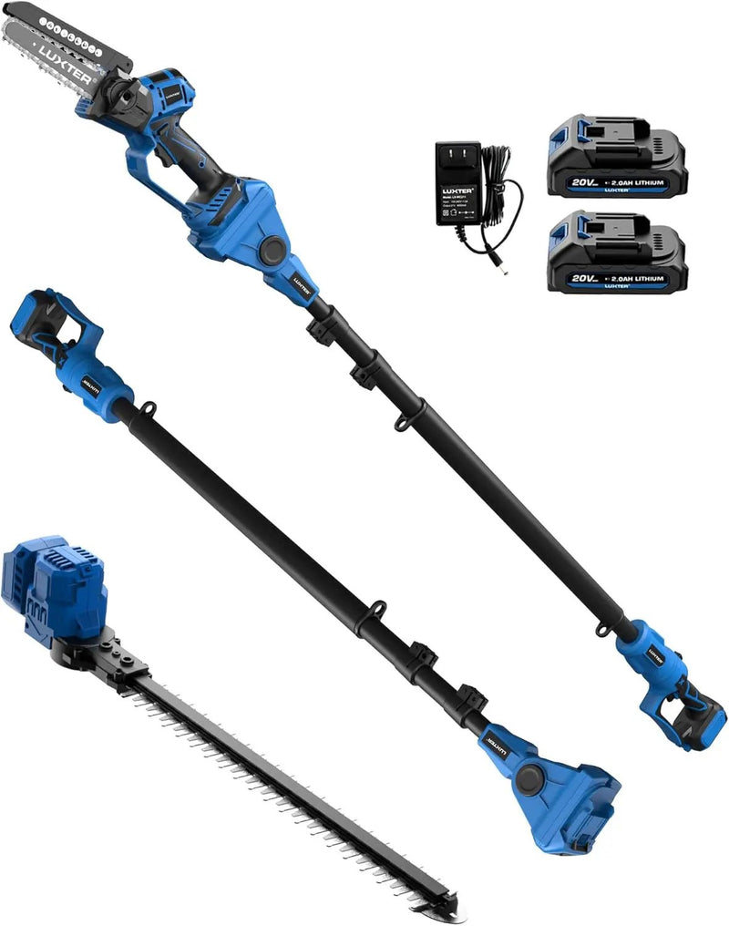 LUXTER 5-in-1 Cordless Pole Saw & Hedge Trimmer Brushless Electric Mini Chainsaw Auto Oiling 15-FT Max Reach Pole Saw for Tree Trimming Trimmer Limb Branch Cutter 2 X 2.0Ah Battery & Charger Include by GreenHaven Gardens
