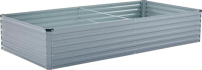 8x3x1.5ft Galvanized Raised Garden Bed,Outdoor Planter Box Metal Patio Kit Planting Bed for Vegetables Flowers Herb,Grey by GreenHaven Gardens