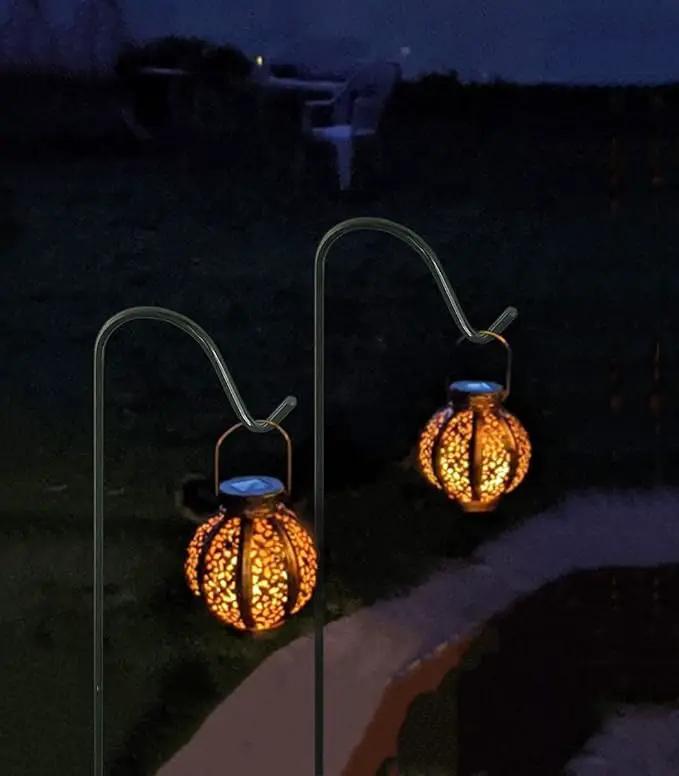 Garbuildman 76 Inch Tall Shepherd Hooks with 5-Forked Base, Adjustable Heavy Duty Bird Feeder Pole Stand Hanger for Outdoor, Shiny Black, 2 Pack by GreenHaven Gardens