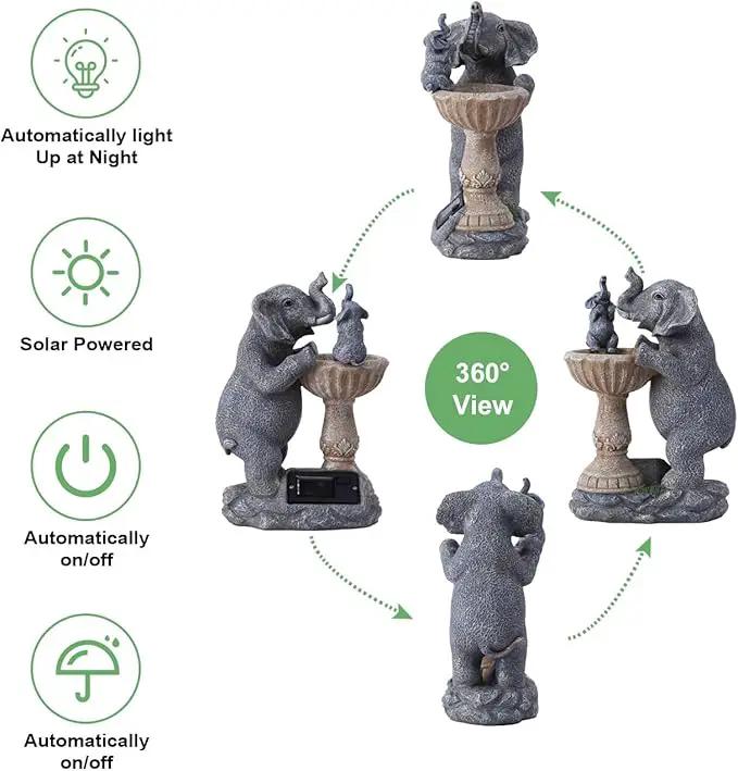 Garden Elephant Statues for Bird Bath: Outdoor Sculptures for Lawn Patio Yard Balcony Porch - Unique Gifts for Mother Grandma by GreenHaven Gardens