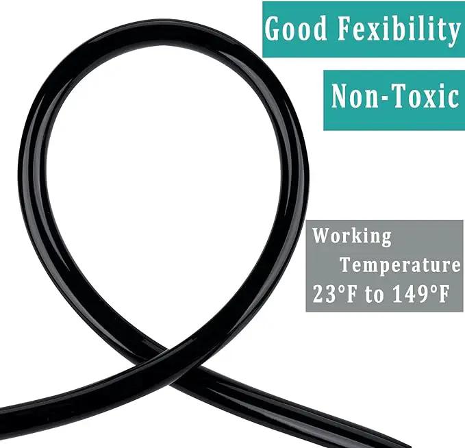 Black Vinyl Tubing 3/8” ID × 1/2” OD - 25 Feet PVC Flexible Plastic Tube Hybrid Hose, Transfer Water Air Oil for Pond Fountain Garden, Non-toxic and BPA free by GreenHaven Gardens