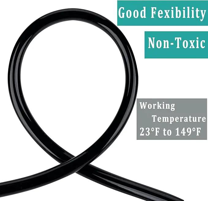 Black Vinyl Tubing 5/8” ID × 4/5” OD - 10 Feet PVC Flexible Plastic Tube Hybrid Hose, Transfer Water Air Oil for Pond Fountain Garden, Non-toxic and BPA free by GreenHaven Gardens
