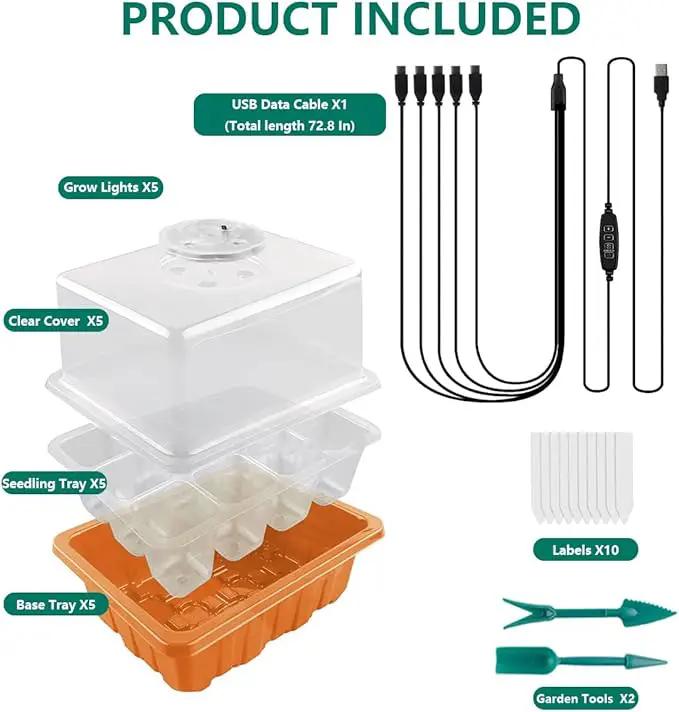 Seed Starter Tray with LED Light, 6 Pack 72 Cells Plant Grow Kit with Adjustable Humidity Vent for Mini Greenhouse Garden Germination,Bonsai Seedlings Starting Growing by GreenHaven Gardens