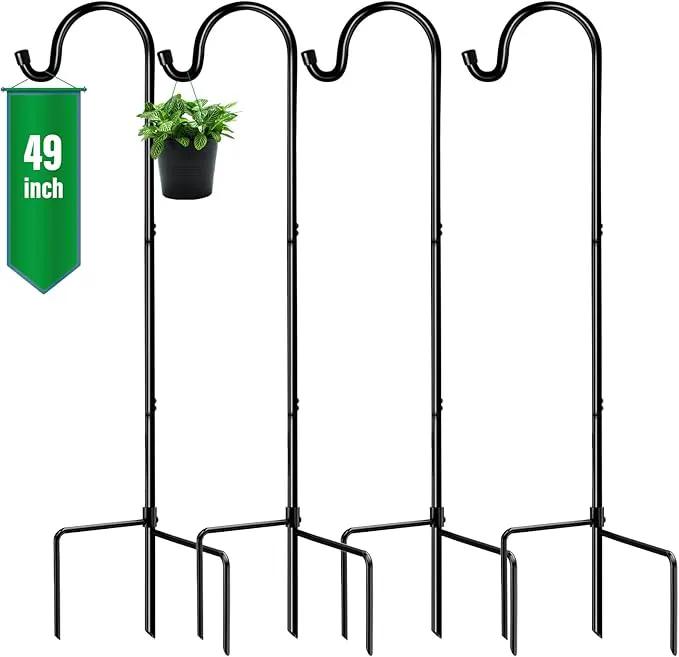 GOFORWILD Shepherd Hook 4 Pack Adjustable, 49 inches Tall, Made of Premium Metal for Garden Decor, Plant Hanger, Lantern Hook, Solar Light Hanging, 7014 by GreenHaven Gardens