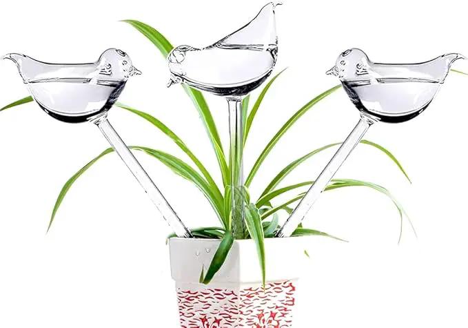 Glass Plant Watering Globes, Self Watering Globes Bird Shape, Self Watering Planter Insert, Plant Watering Devices, Automatic Plant Waterer Indoor, Watering Bulbs, 3 Pack by GreenHaven Gardens