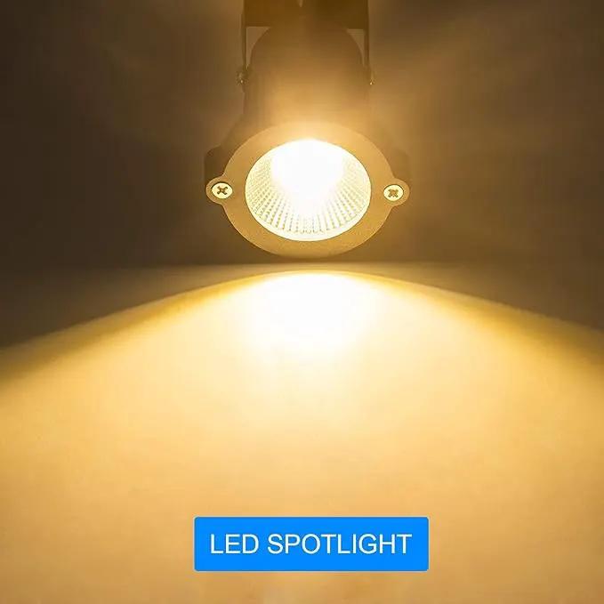 4 Pack 10W LED Spot Lights Indoor Uplight, Security Floor Spotlight,Ceiling Spotlight,120V Landscape Lights, Home,Garden,Yard with US 2-Plug Warm White by GreenHaven Gardens