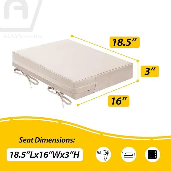 AAAAAcessories Outdoor Seat Cushions for Chairs, Waterproof, Fade-Resistant Patio Furniture Replacement Cushions, 18.5" x 16" x 3", Set of 2, Khaki Beige by GreenHaven Gardens