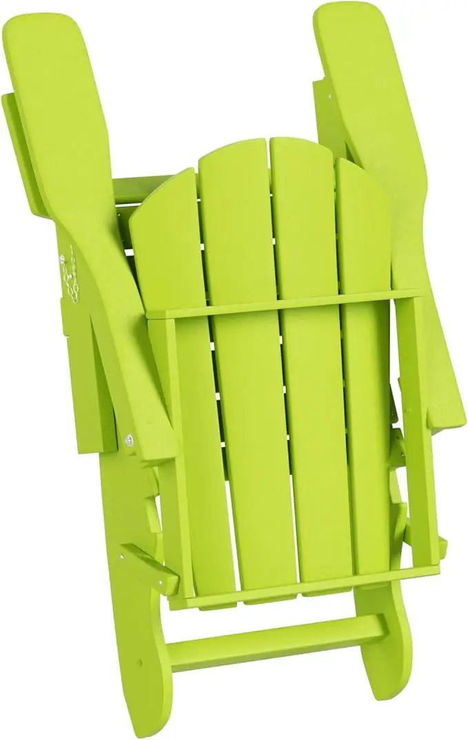 WO Home Furniture Adirondack Chairs Table Set of 3 PCS Outdoor Folding Chairs Coffee Table Weather/UV Resistant for Lawn, Garden, Bon Fire, Balcony (Lime) by GreenHaven Gardens