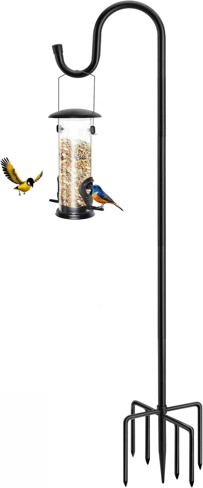 72" Shepherds Hooks for Outdoor, Heavy Duty Garden Bird Feeder Pole for Hanging Bird Feeder, Plant Baskets, Solar Light Lanterns, Outdoor Plant Hanger Hook with 7 Base Prongs,1 Pack by GreenHaven Gardens