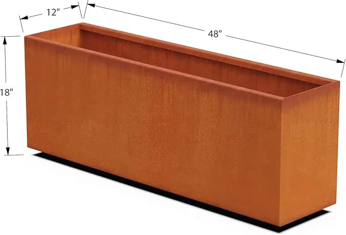 Corten Steel Planter Rectangle Outdoor Metal Garden Box Heavy Duty | Made in USA | Fully Assembled by GreenHaven Gardens
