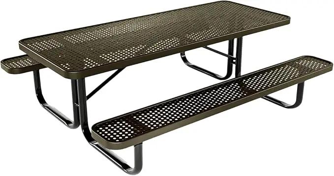 Heavy-Duty Portable Outdoor Kids Table, Punched Steel Kids Picnic Table, Commercial-Grade Picnic Table, Made in America (6ft Rectangular, Childrens, Textured Gold Vein) by GreenHaven Gardens